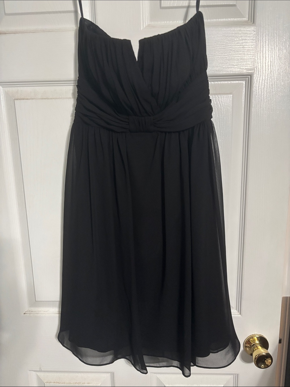White House Black Market Black Chiffon Strapless Mini Dress